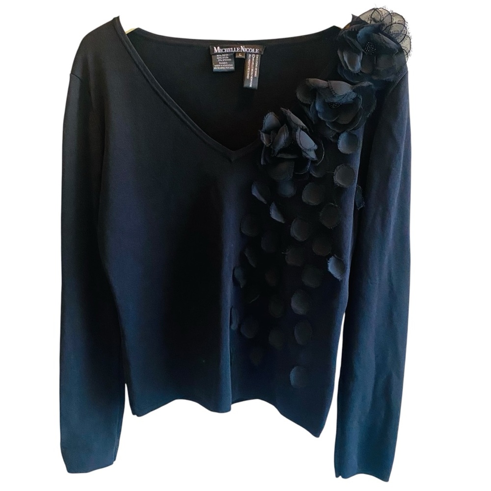 ⭐️ MICHELLE NICOLE Black Y2K 3-D Appliqué Top
